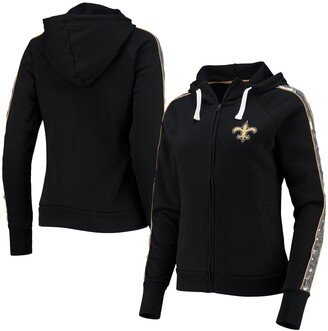 Women's G-iii 4Her by Carl Banks Black New Orleans Saints Game Changer Raglan Full-Zip Hoodie