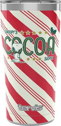 PEANUTS Snoopy Christmas Holiday Hot Cocoa Shoppe Triple Walled Insulated Tumbler Travel Cup Keeps Drinks Cold & Hot, 20oz Legacy, Stainless Steel