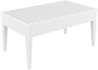 Luxury Commercial Living 36 White Outdoor Patio Wickerlook Rectangular Coffee Table