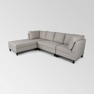 4pc Beckett Contemporary Sectional and Ottoman Set Beige