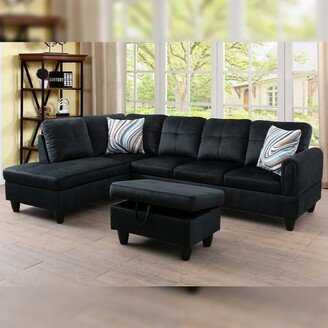 StarHomeLiving Star Home Living Flannelette night black 3 pieces sofa set left facing