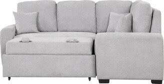 RASOO L-Shape Sleeper Sectional Sofa with USB Charging Port and Matching Pillows