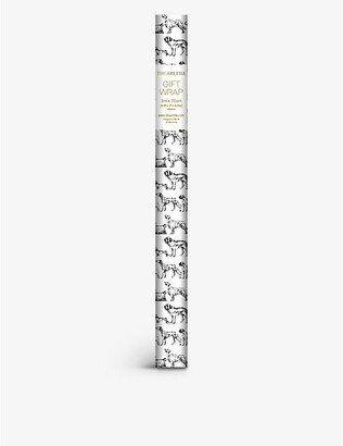 The Art File Monochrome-dog Floral-print Wrapping Paper 3m