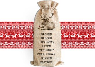 Christmas Wine Tote | Funny Reindeer Drinking Sac List Holiday Gift Bag For Family Friends Mwbb-009