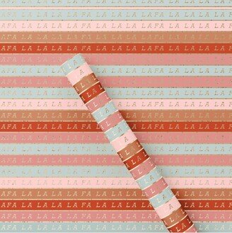 25 sq ft Striped 'Fa La La' Christmas Gift Wrap Blush/Gold - Wondershop™