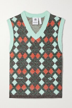 Wales Bonner Argyle Brushed Recycled Intarsia-knit Vest - Multi