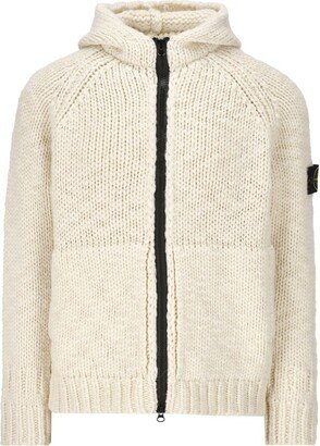 Compass-Patch Chunky-Knitted Zipped Cardigan-AA