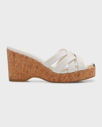 Maribou Leather Caged Wedge Sandals