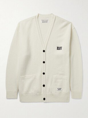 Logo-Embroidered Wool Cardigan-AA