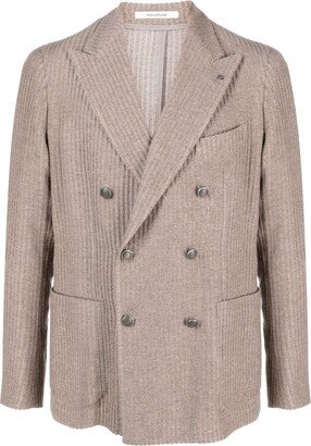 Double-Breasted Textured Blazer