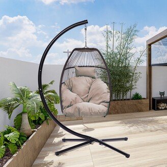 Modern Outdoor Patio Wicker Folding Hanging Chair