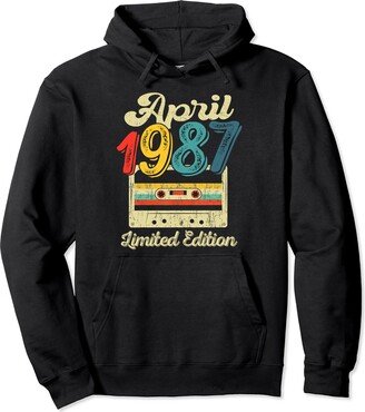 36 Years Old Gifts Retro April 1987 Cassette 36th Birthday Pullover Hoodie