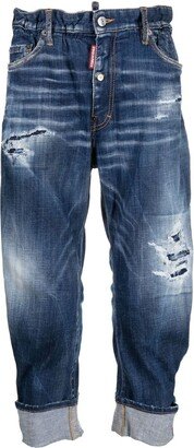 Distressed Cropped Jeans-AG