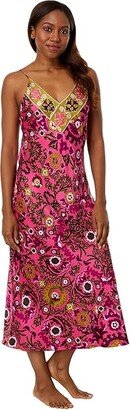 Palazzo Satin Gown (Fiesta Pink Combo) Women's Pajama