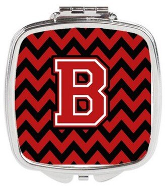 CJ1047-BSCM Letter B Chevron Black & Red Compact Mirror