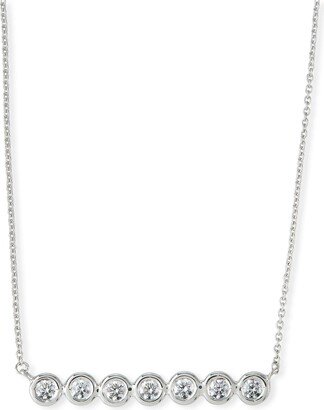 18k White Gold Diamond-Bezel Bar Necklace