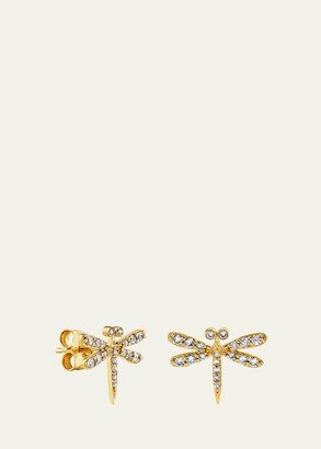 14K Diamond Dragonfly Stud Earring, Single