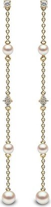 18kt yellow gold Trend Freshwater pearl and diamond drop earrings