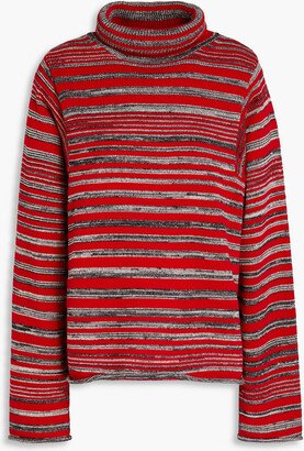 Striped cotton-blend turtleneck sweater