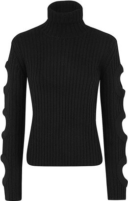 Cut Out Sleeve Turtleneck Jumper