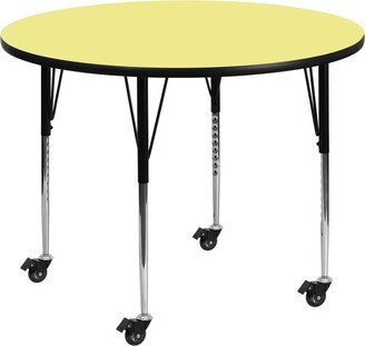 Emma+oliver Mobile 48 Round Laminate Adjustable Activity Table