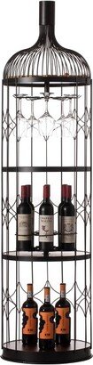 Creative Bottle Shaped Black Wine Holder Rack Holder for Dining Room, Office, and Entryway