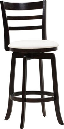 Wood Barstool with Leatherette Seat and 3-Slat Backrest