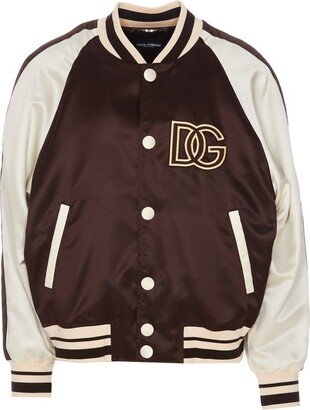 Stripe Trim Logo Patch Bomber Jacket