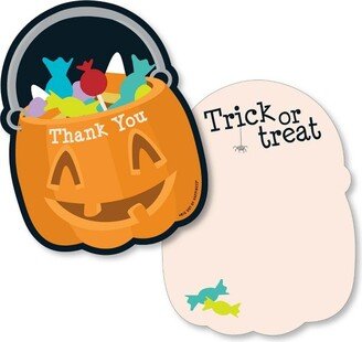 Big Dot of Happiness Trick or Treat - Shaped Thank You Cards - Halloween Party Thank You Note Cards with Envelopes - Set of 12