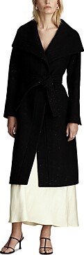 Gisele Sequin Wool Blend Wrap Coat