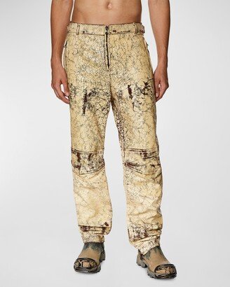 Men's P-Alan Distressed Leather Biker Pants