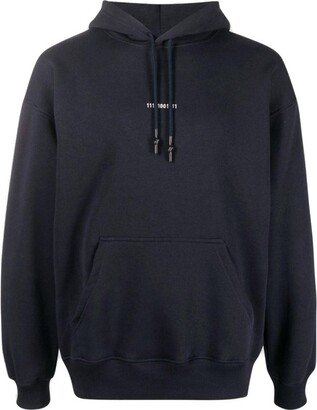 Binary Number Embroidered Drawstring Hoodie