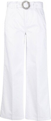 Embellished-Belt Wide-Leg Trousers