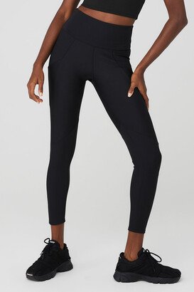 Ribbed Airlift High-Waist 7/8 Enchanted Legging in Black, Size: 2XS