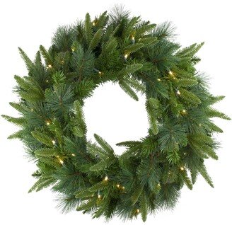 Northlight Pre-Lit Mixed Rose Mary Emerald Angel Pine Artificial Christmas Wreath