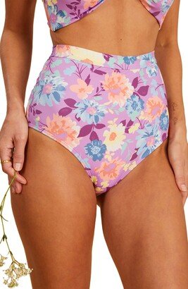 x The Salty Blonde Halley's Garden Floral Print High Waist Bikini Bottoms