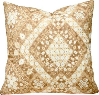 Set Of Two - Golden Tan Geometric Pillow Cover | Persian Diamond Decorative Throw Pillows Couch Bed Decor