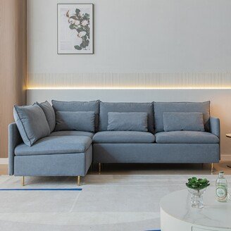 TOSWIN Modular L-shaped Corner Sectional Sofa Left Hand Facing Couch Cotton Linen Padded Seat