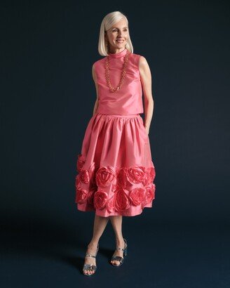 Barbara Skirt Flowers Shantung Pink