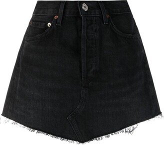 Raw-Cut Hem Denim Skirt