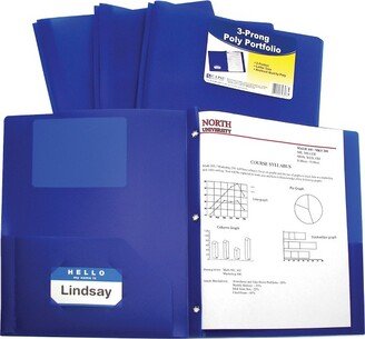 C-Line 2-Pocket Poly Portfolio with Prongs, Blue, Pack of 25