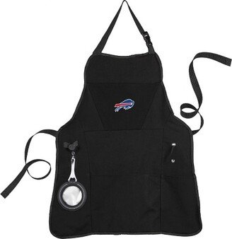 Buffalo Bills Black Grill Apron- 26 x 30 Inches Durable Cotton with Tool Pockets and Beverage Holder