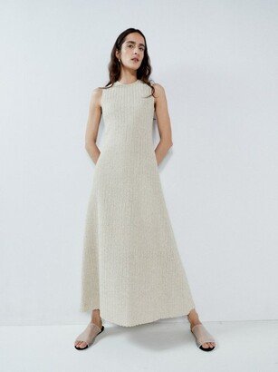 Sleeveless Nylon-blend Raffia Shift Dress