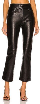 Avery Leather Crop Pant in Black