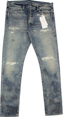 Blue Red Stained Distressed Skinny Jeans