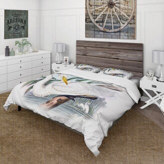 Designart 'Vintage Australian Birds IV' Traditional Duvet Cover Set