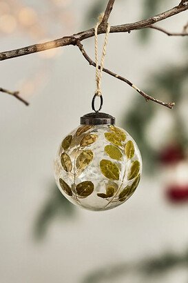 Leafy Etched Glass Globe Ornament-AA