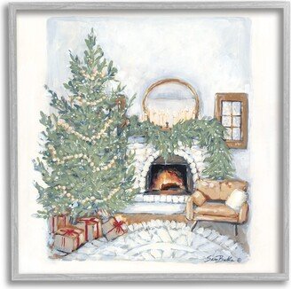 Cozy Christmas Night Gifts Decorated Fireplace Hearth