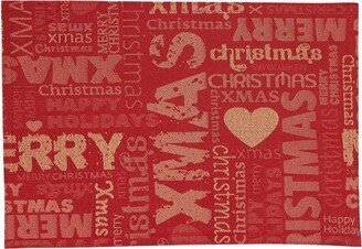 Saro Lifestyle Christmas Placemat, 13x19 Oblong, Red (Set of 4)