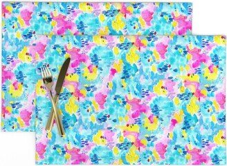 Aqua Abstract Placemats | Set Of 2 - Fairy Dreams By Megandunagan Fashion Cloth Spoonflower